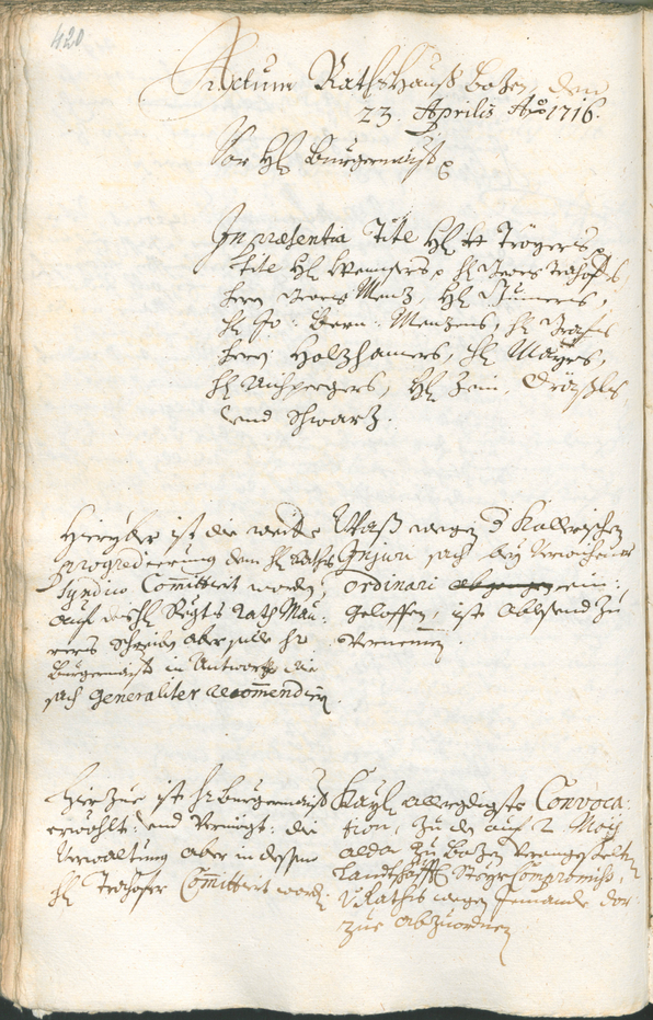 Stadtarchiv Bozen - BOhisto Ratsprotokoll 1714/17 