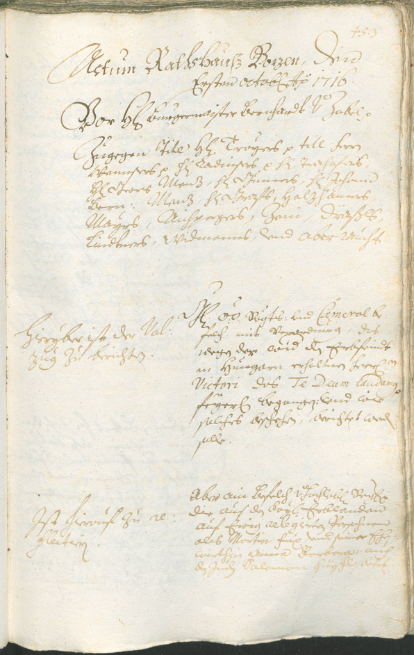 Stadtarchiv Bozen - BOhisto Ratsprotokoll 1714/17 