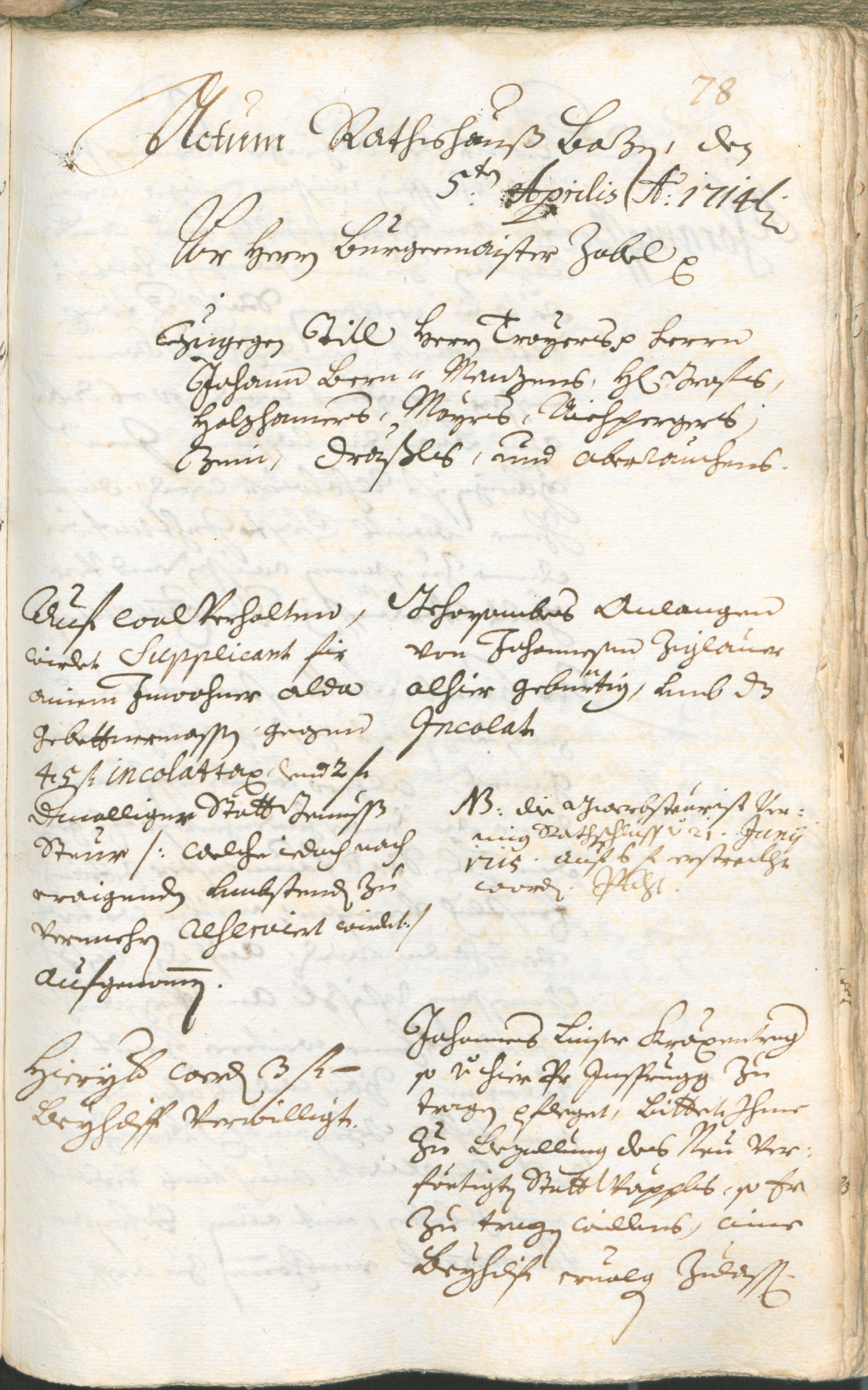 Stadtarchiv Bozen - BOhisto Ratsprotokoll 1714/17 