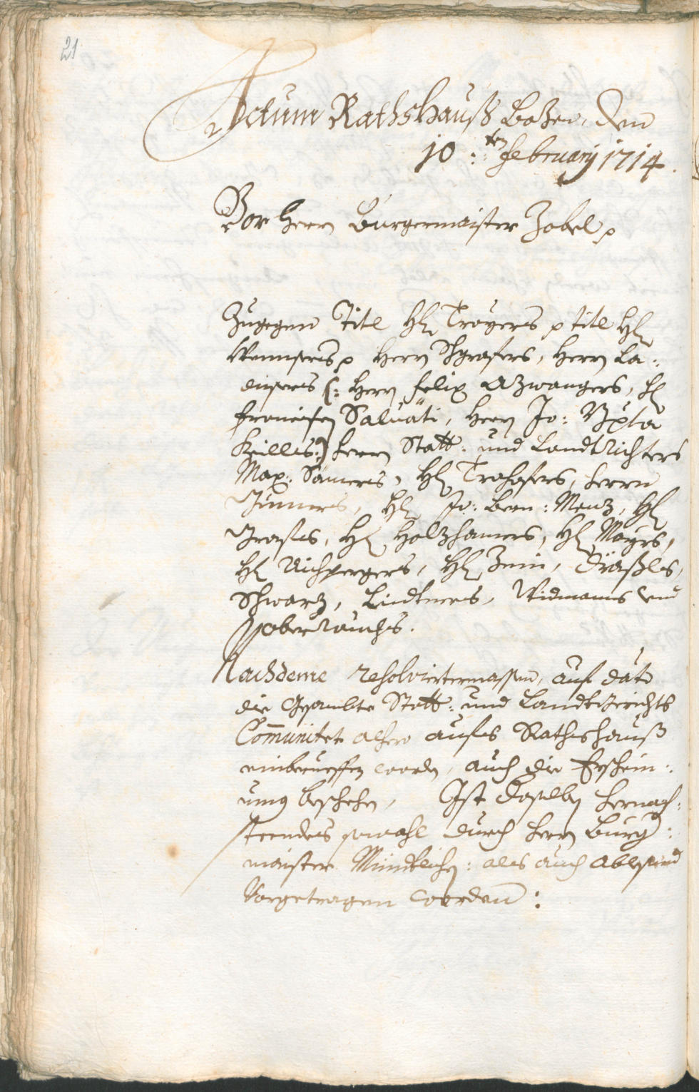 Civic Archives of Bozen-Bolzano - BOhisto Ratsprotokoll 1714/17 