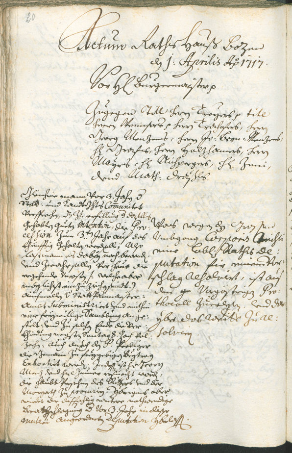 Civic Archives of Bozen-Bolzano - BOhisto Ratsprotokoll 1717/20 