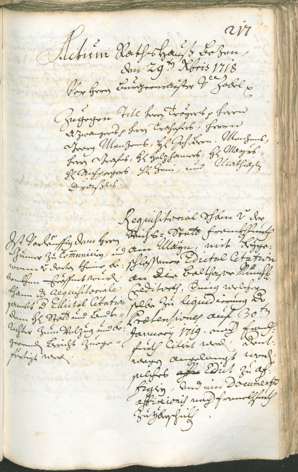 Archivio Storico della Città di Bolzano - BOhisto protocollo consiliare 1717/20 