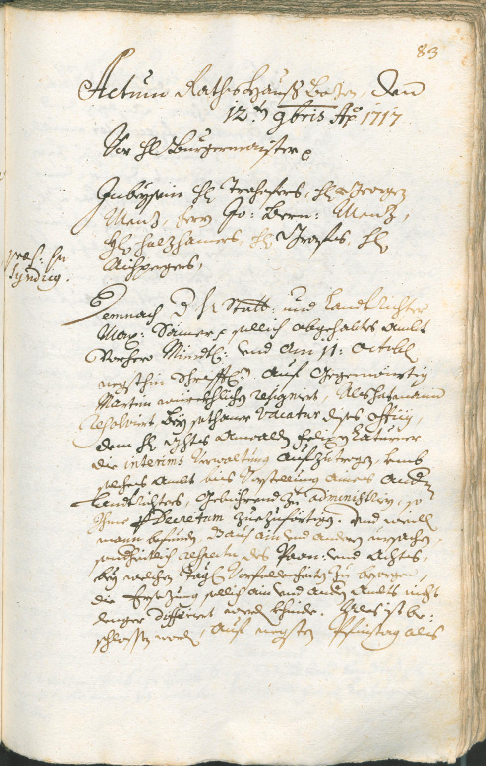 Stadtarchiv Bozen - BOhisto Ratsprotokoll 1717/20 