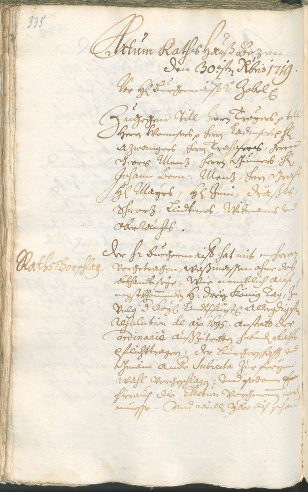 Stadtarchiv Bozen - BOhisto Ratsprotokoll 1717/20 