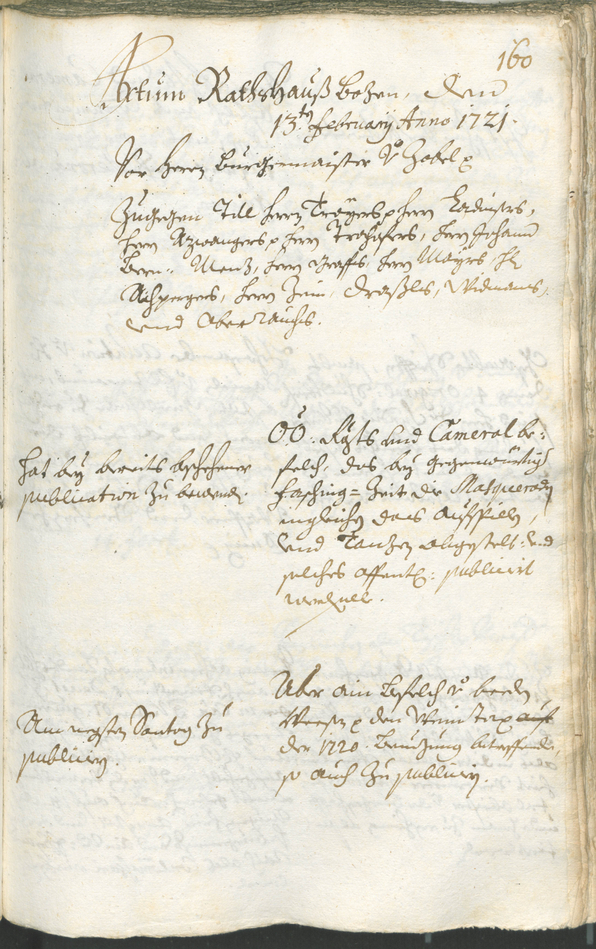 Stadtarchiv Bozen - BOhisto Ratsprotokoll 1720/23 