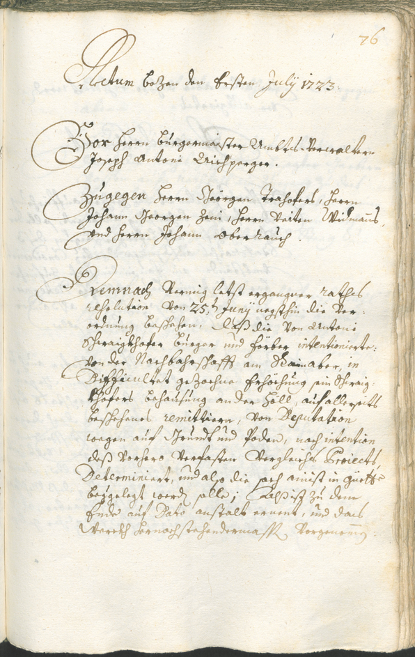 Stadtarchiv Bozen - BOhisto Ratsprotokoll 1723/26 