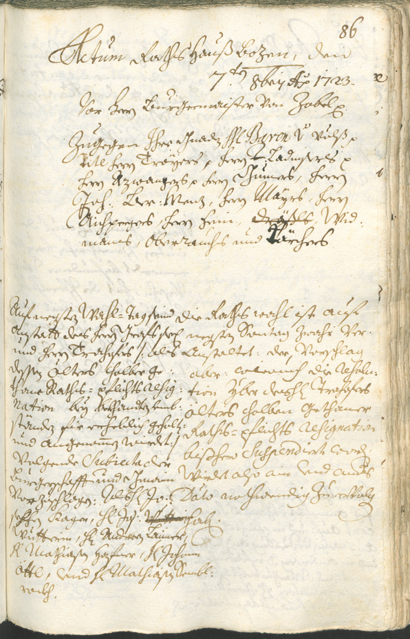 Stadtarchiv Bozen - BOhisto Ratsprotokoll 1723/26 