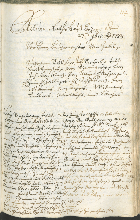 Stadtarchiv Bozen - BOhisto Ratsprotokoll 1723/26 