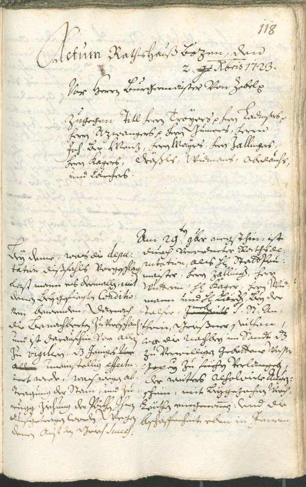 Archivio Storico della Città di Bolzano - BOhisto protocollo consiliare 1723/26 