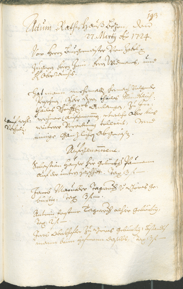 Civic Archives of Bozen-Bolzano - BOhisto Ratsprotokoll 1723/26 