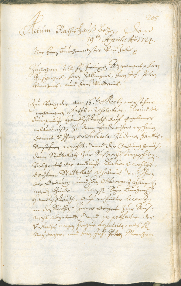 Stadtarchiv Bozen - BOhisto Ratsprotokoll 1723/26 