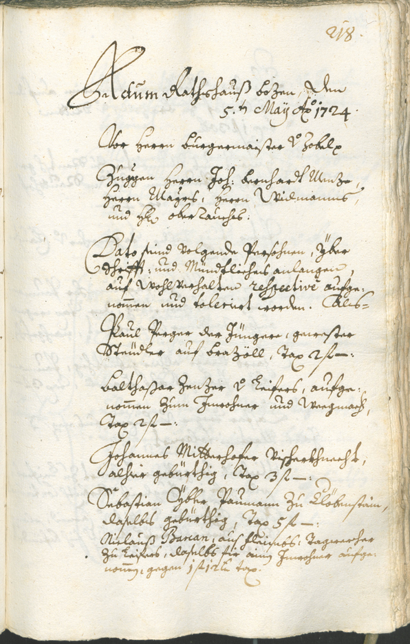 Civic Archives of Bozen-Bolzano - BOhisto Ratsprotokoll 1723/26 