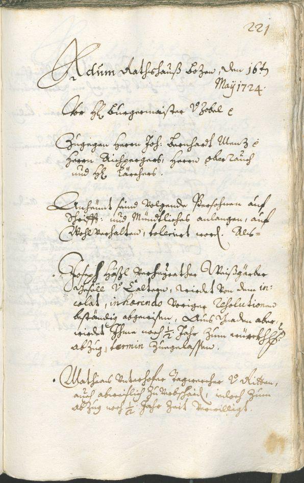 Civic Archives of Bozen-Bolzano - BOhisto Ratsprotokoll 1723/26 