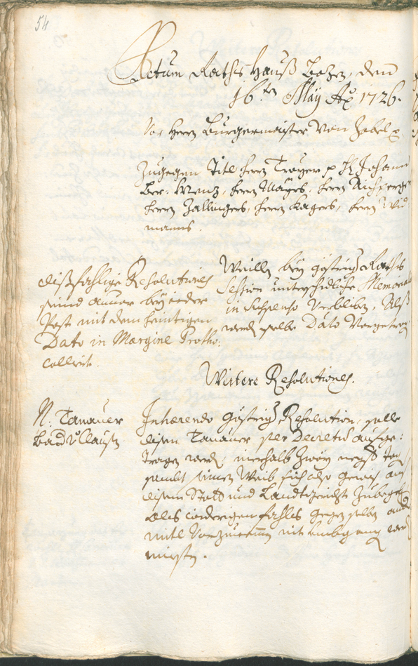 Civic Archives of Bozen-Bolzano - BOhisto Ratsprotokoll 1726/29 