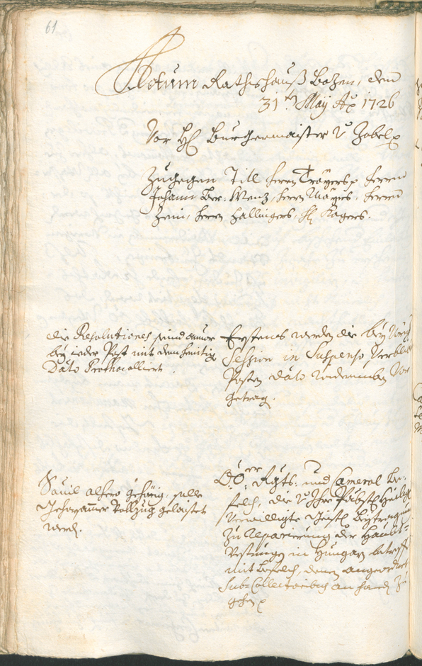 Civic Archives of Bozen-Bolzano - BOhisto Ratsprotokoll 1726/29 