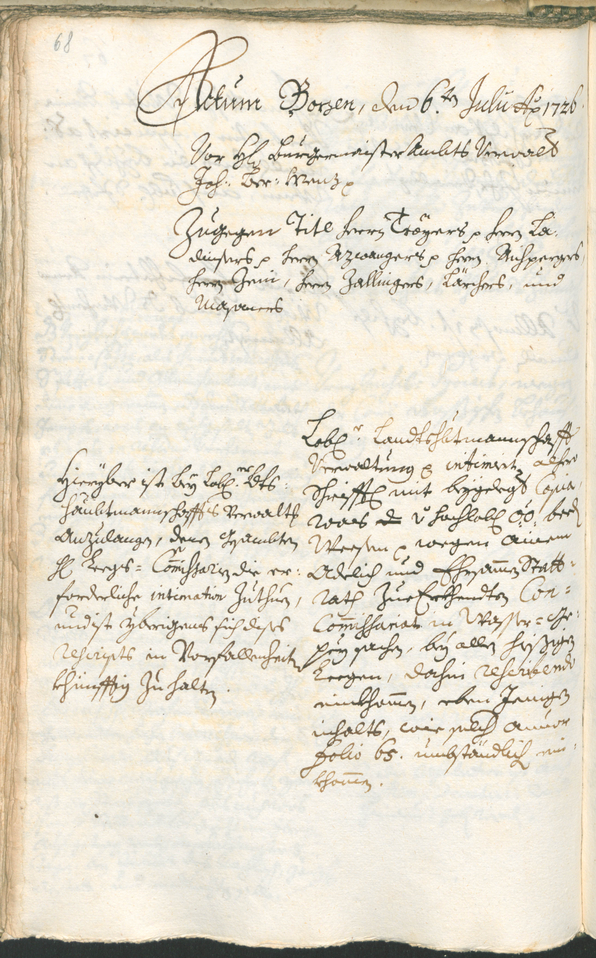 Archivio Storico della Città di Bolzano - BOhisto protocollo consiliare 1726/29 