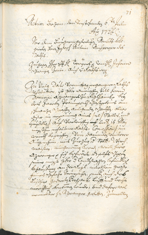 Civic Archives of Bozen-Bolzano - BOhisto Ratsprotokoll 1726/29 