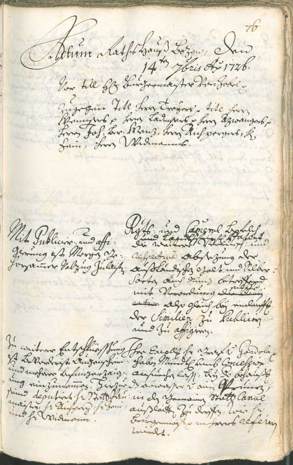 Civic Archives of Bozen-Bolzano - BOhisto Ratsprotokoll 1726/29 