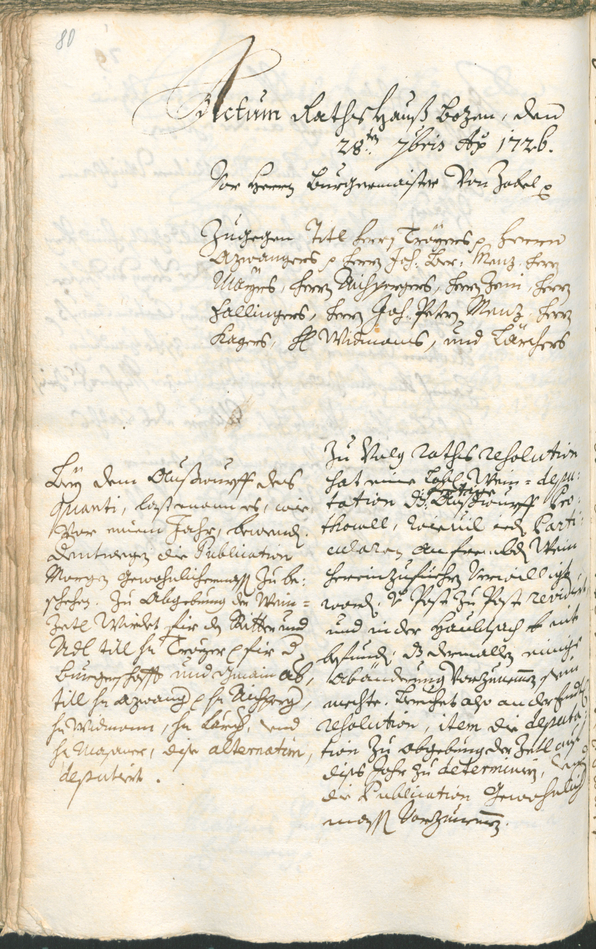 Civic Archives of Bozen-Bolzano - BOhisto Ratsprotokoll 1726/29 