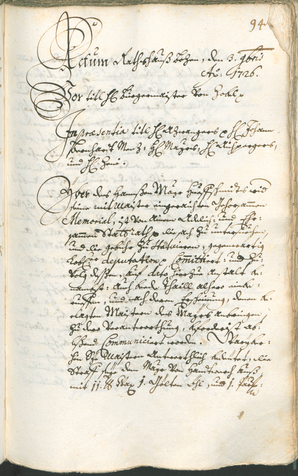 Stadtarchiv Bozen - BOhisto Ratsprotokoll 1726/29 