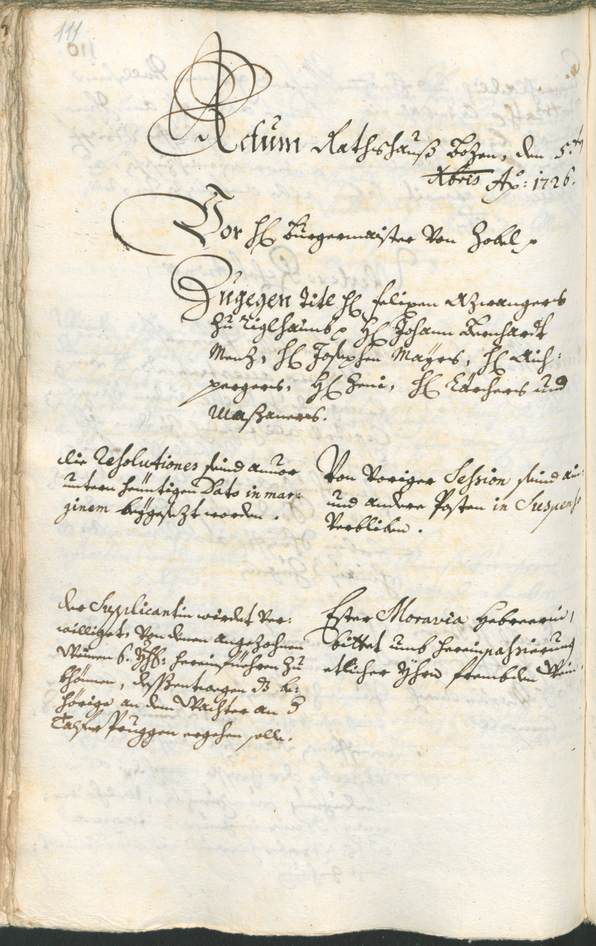 Stadtarchiv Bozen - BOhisto Ratsprotokoll 1726/29 