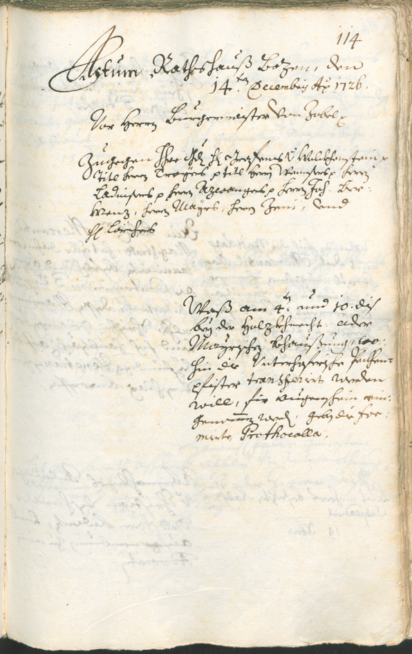 Stadtarchiv Bozen - BOhisto Ratsprotokoll 1726/29 