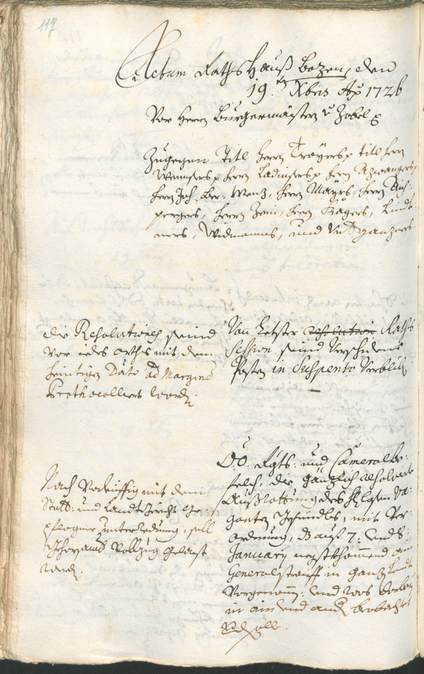 Stadtarchiv Bozen - BOhisto Ratsprotokoll 1726/29 