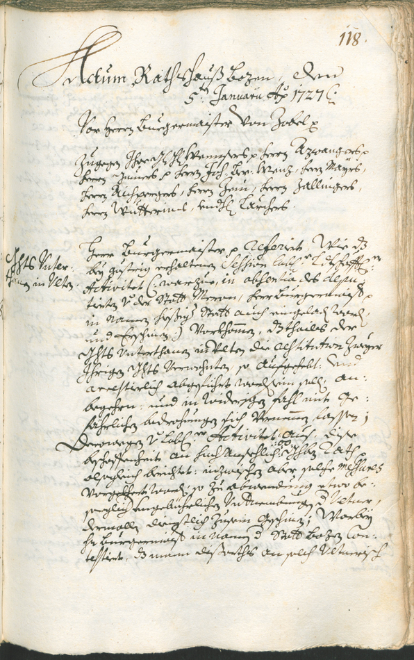 Stadtarchiv Bozen - BOhisto Ratsprotokoll 1726/29 