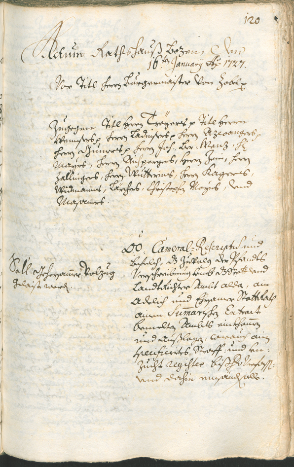 Civic Archives of Bozen-Bolzano - BOhisto Ratsprotokoll 1726/29 