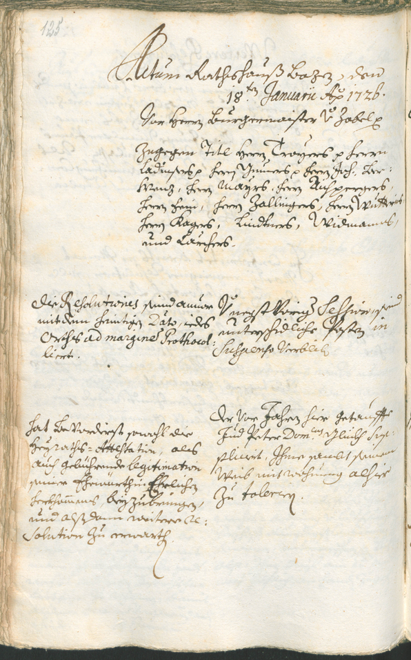 Stadtarchiv Bozen - BOhisto Ratsprotokoll 1726/29 