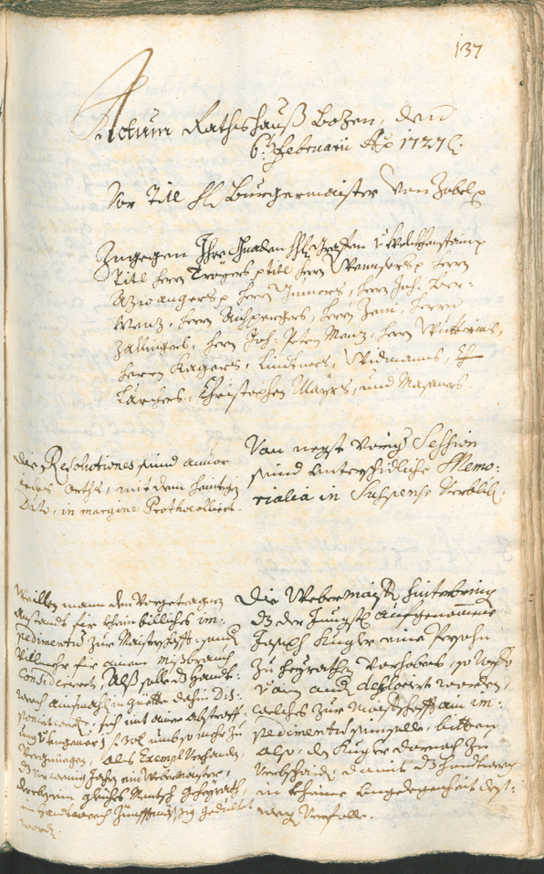 Archivio Storico della Città di Bolzano - BOhisto protocollo consiliare 1726/29 