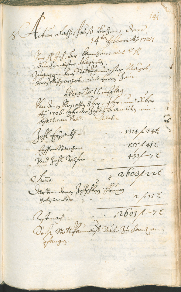 Archivio Storico della Città di Bolzano - BOhisto protocollo consiliare 1726/29 