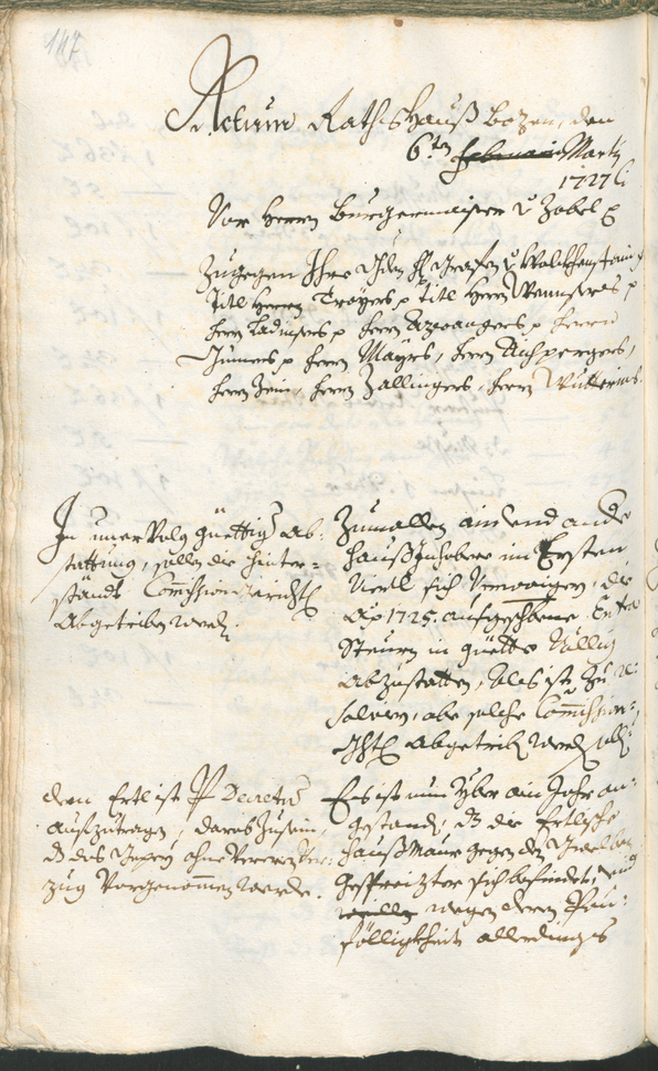 Stadtarchiv Bozen - BOhisto Ratsprotokoll 1726/29 