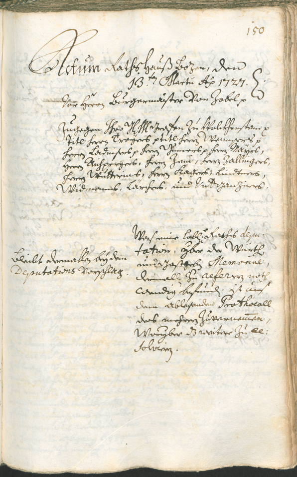 Stadtarchiv Bozen - BOhisto Ratsprotokoll 1726/29 