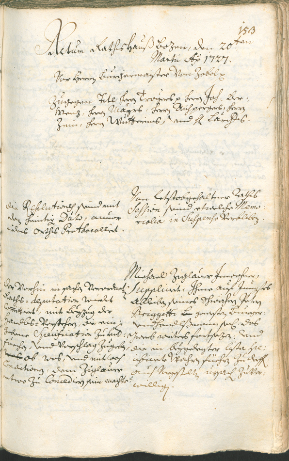 Civic Archives of Bozen-Bolzano - BOhisto Ratsprotokoll 1726/29 