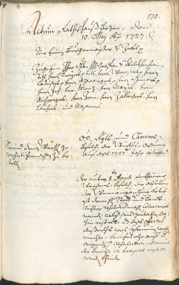 Civic Archives of Bozen-Bolzano - BOhisto Ratsprotokoll 1726/29 