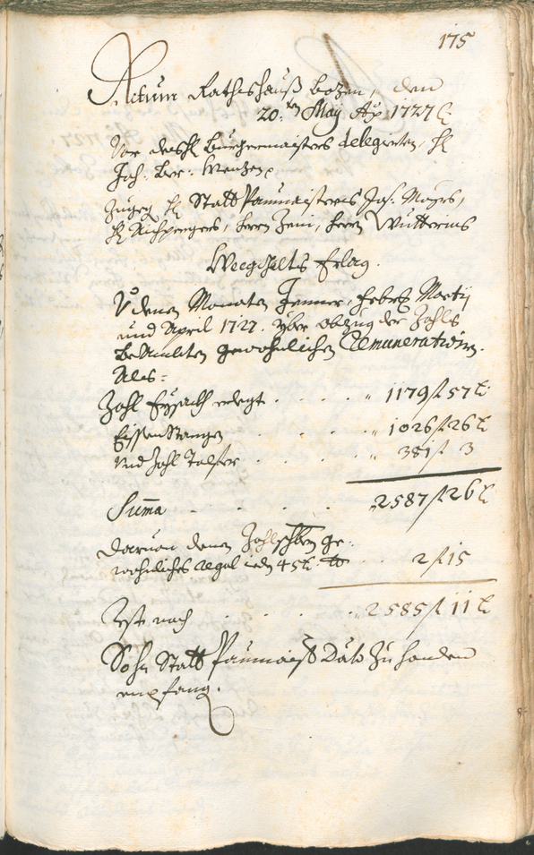 Stadtarchiv Bozen - BOhisto Ratsprotokoll 1726/29 