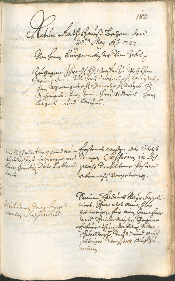 Stadtarchiv Bozen - BOhisto Ratsprotokoll 1726/29 