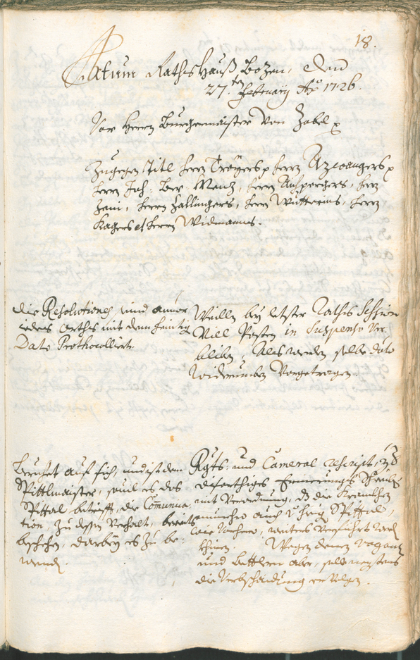 Civic Archives of Bozen-Bolzano - BOhisto Ratsprotokoll 1726/29 