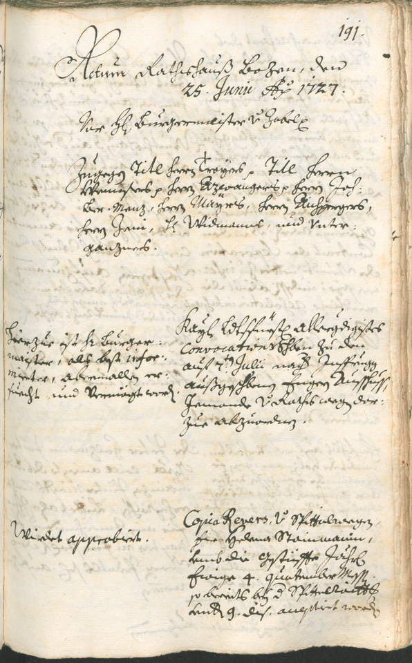 Civic Archives of Bozen-Bolzano - BOhisto Ratsprotokoll 1726/29 