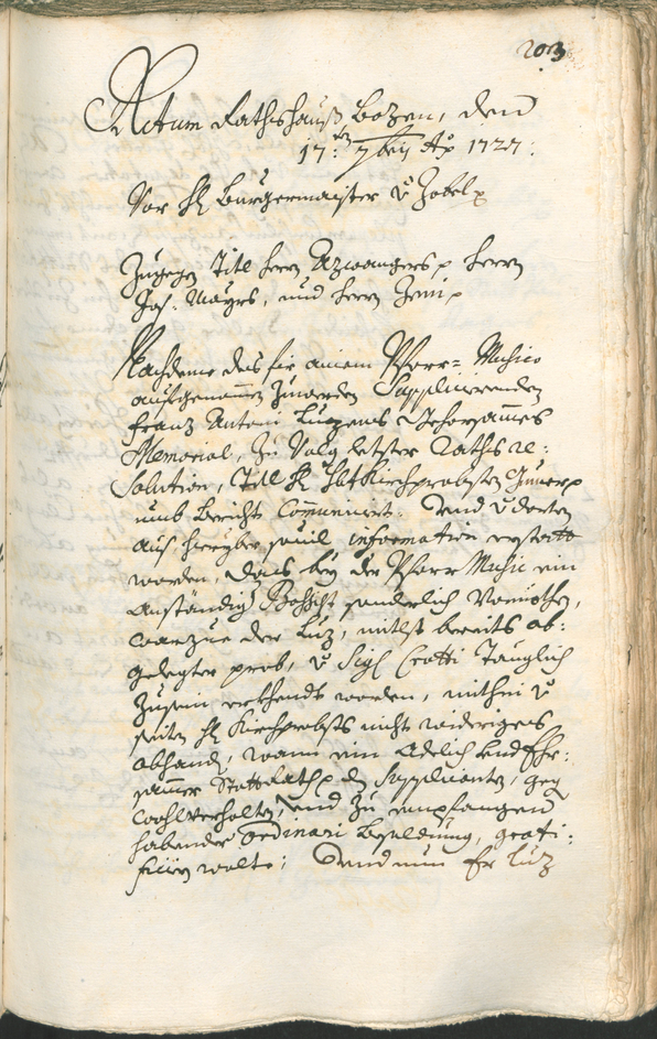 Civic Archives of Bozen-Bolzano - BOhisto Ratsprotokoll 1726/29 