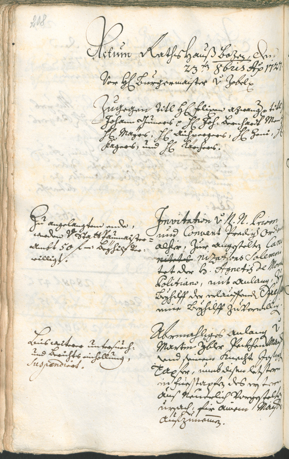 Stadtarchiv Bozen - BOhisto Ratsprotokoll 1726/29 