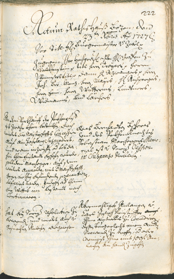 Archivio Storico della Città di Bolzano - BOhisto protocollo consiliare 1726/29 