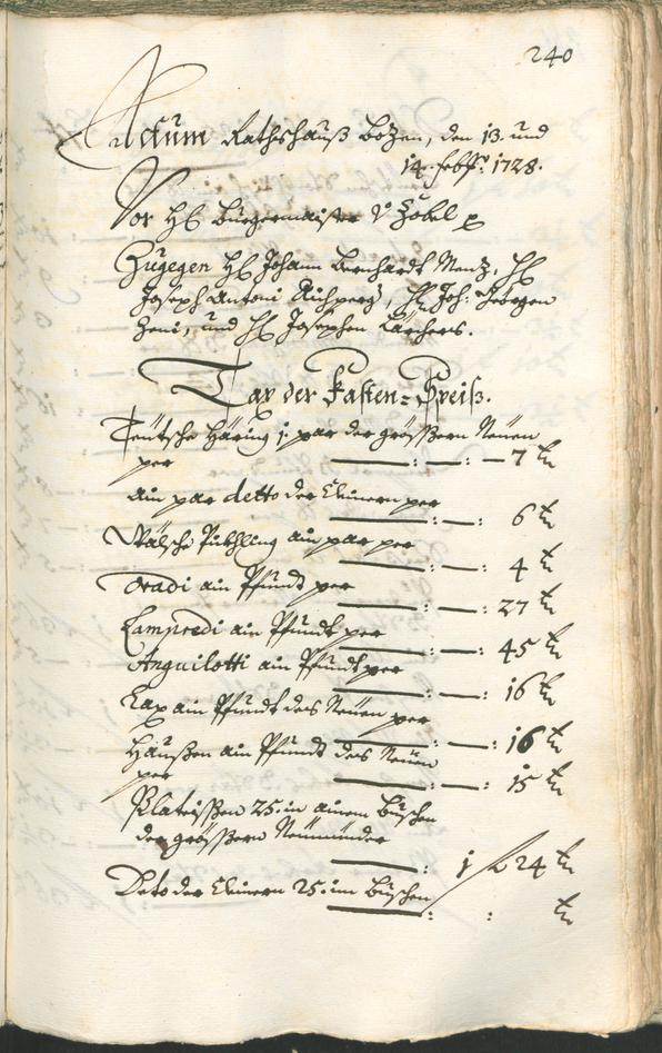 Stadtarchiv Bozen - BOhisto Ratsprotokoll 1726/29 