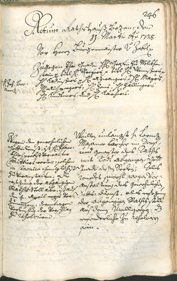 Stadtarchiv Bozen - BOhisto Ratsprotokoll 1726/29 