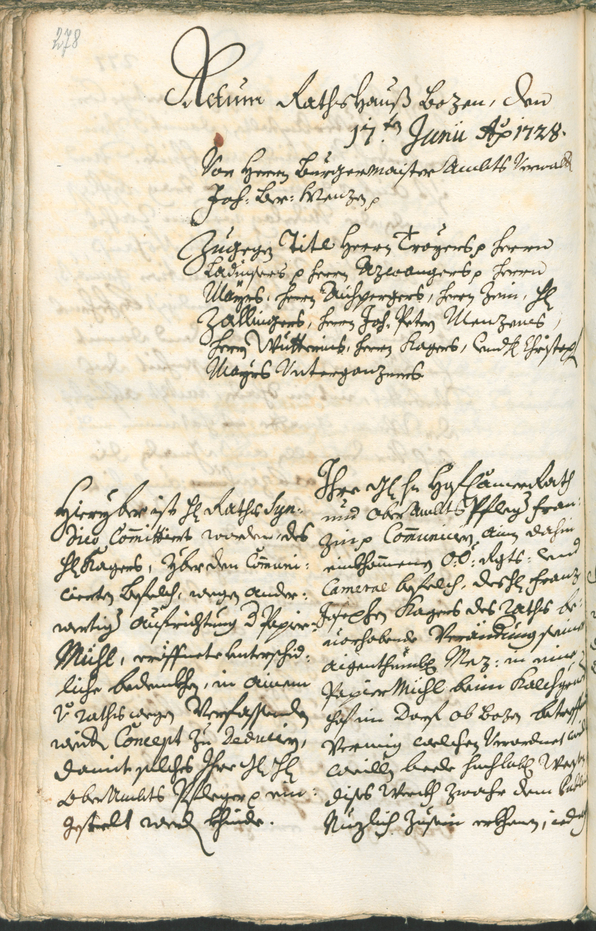 Civic Archives of Bozen-Bolzano - BOhisto Ratsprotokoll 1726/29 