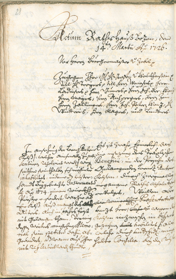 Civic Archives of Bozen-Bolzano - BOhisto Ratsprotokoll 1726/29 