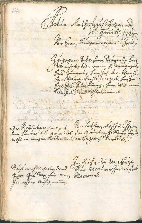 Civic Archives of Bozen-Bolzano - BOhisto Ratsprotokoll 1726/29 