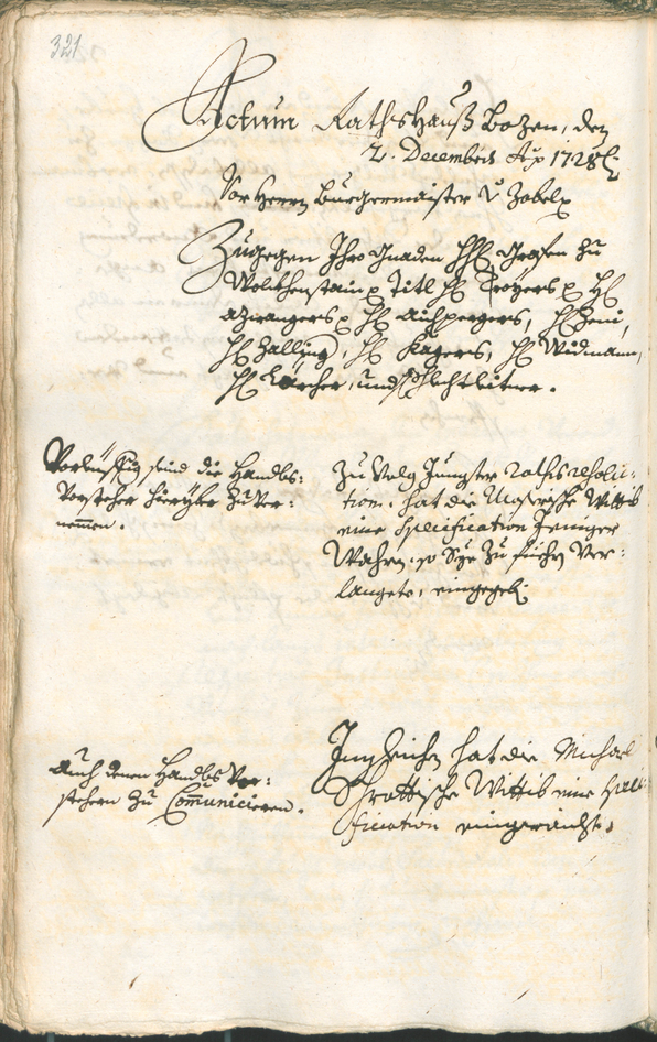 Stadtarchiv Bozen - BOhisto Ratsprotokoll 1726/29 