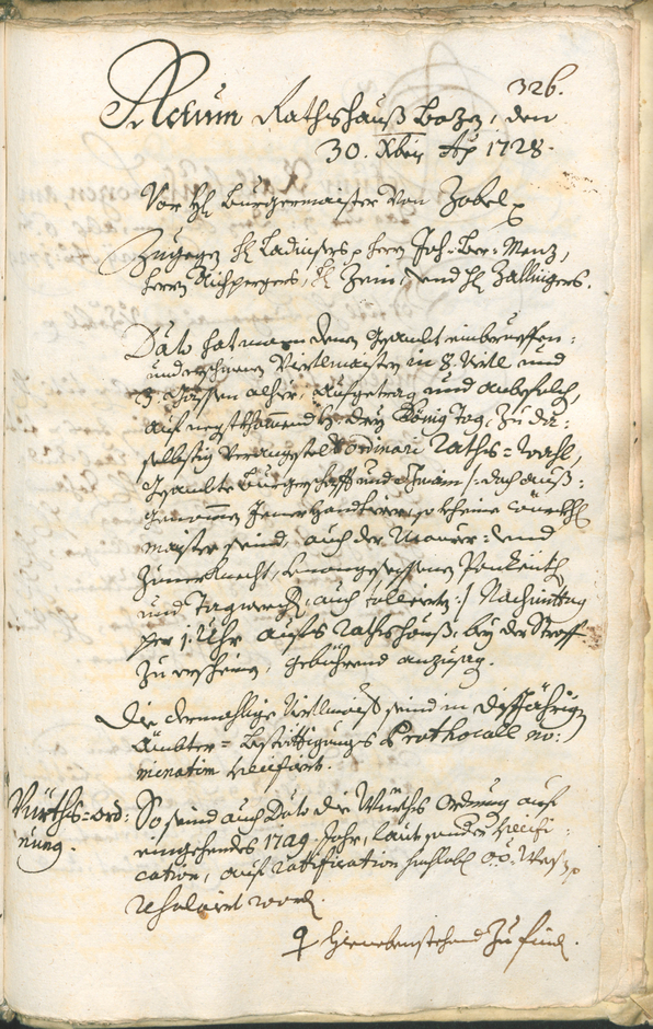 Stadtarchiv Bozen - BOhisto Ratsprotokoll 1726/29 